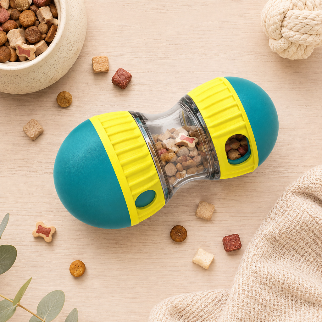 Interactive Wobble Dog Treat Dispenser — Enrichment Puzzle Toy