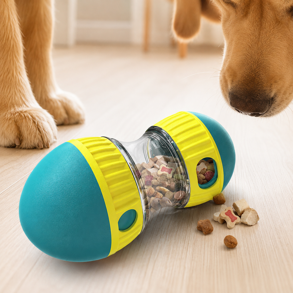Interactive Wobble Dog Treat Dispenser — Enrichment Puzzle Toy