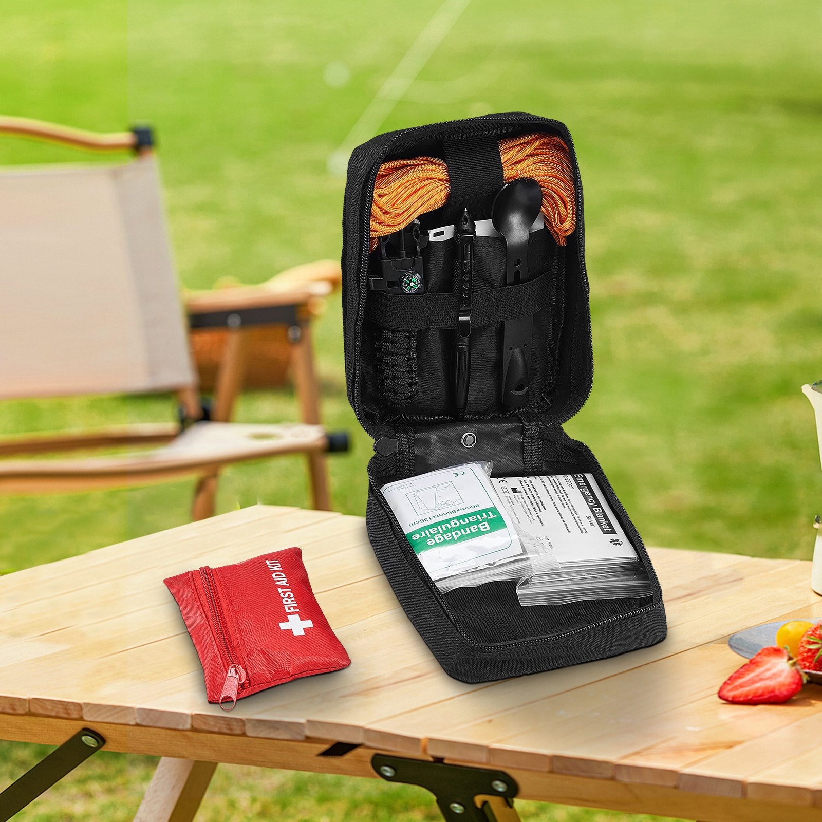 Compact Weatherproof First Aid & Survival Kit for Hiking
