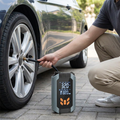 Filling a tire with the digital auto shut-off tire inflator