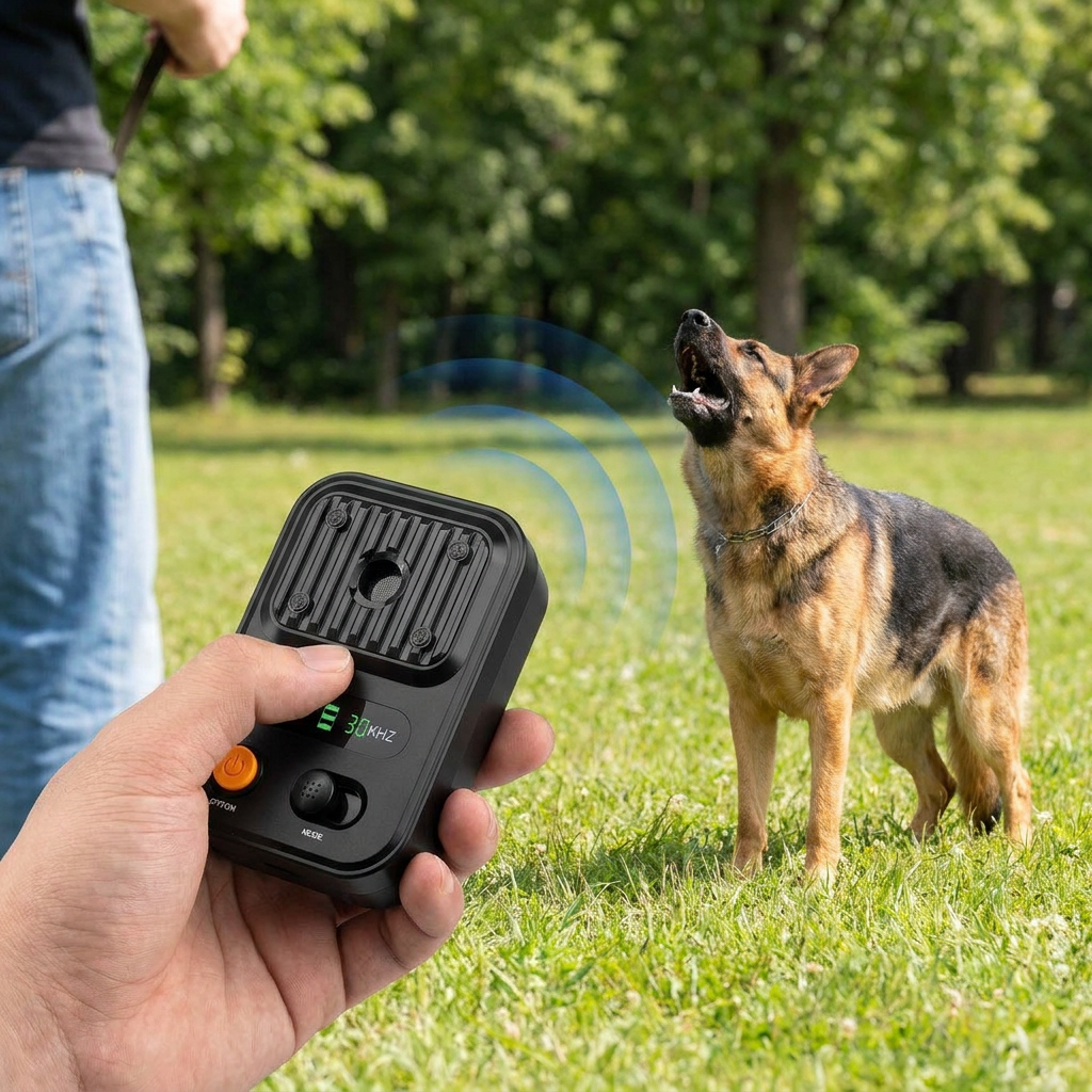 Using the portable ultrasonic bark control device